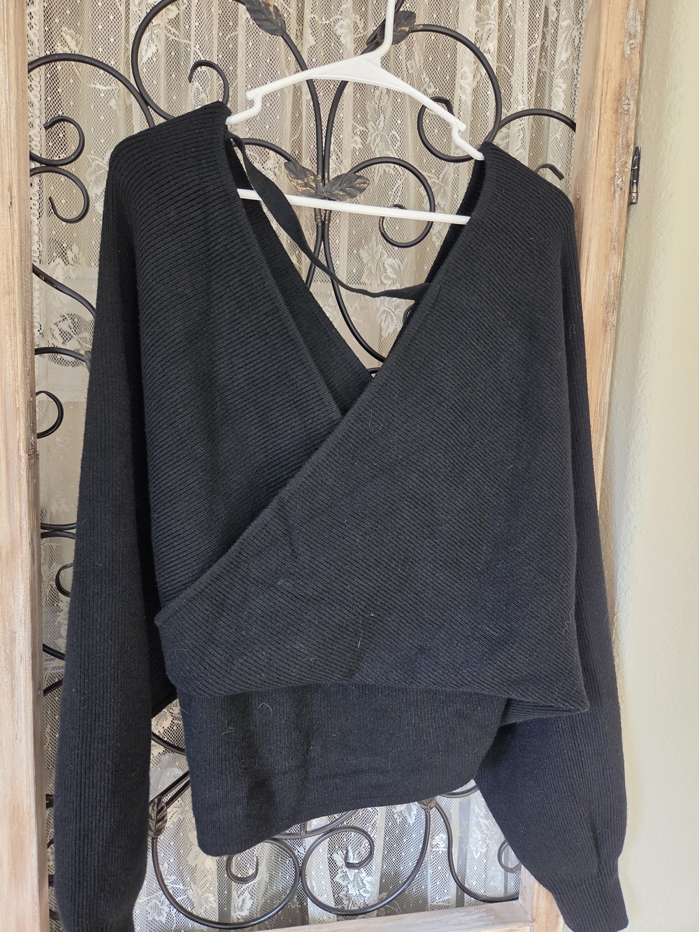 Plus size Ribbed Knit Wrap Style Sweater